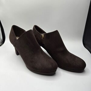 X Appeal Austen Booties Brown Suede Platform Heels Women's 9.5 Medium Brand New